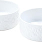SPUNKYJUNKY Ceramic Dog Bowls 2 Pack, 7.3'' Dog Food Water Double Feeding Bowls Non-Slip for Medium to Large Sized Breed Microwave Dishwasher Safe - 42 OZ, 2pcs, Paw White