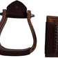 Wooden Wide Western Leather Covered Stirrups, Wooden Bell Saddle Stirrups