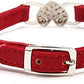 CHUKCHI Pink Soft Velvet Safe Cat Adjustable Collar with Crystal Heart Charm and Bells 8-11 Inches(Black+Red)