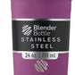 BlenderBottle Sport Insulated Stainless Steel Shaker Bottle with Wire Whisk, 24-Ounce, Plum – Protein Shakes & Hydration for Athletes & Fitness Enthusiasts, Easy Mixing, Keeps Drinks Cold, Lockable Lid
