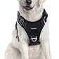 Funfox Dog Harness No Pull, Adjustable Dog Vest Harness Super Soft, 2 Leash Clips Anti Pull, Vertical Handle Easy to Control, Reflective Night Walking for Large Breed, Black, L