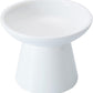 Extra Wide Elevated Ceramic Cat Bowl - 6.2" Shallow Dish for Whisker Fatigue Relief, 5" Height for Easy Feeding, Lead & Cadmium Free, Durable Raised Cat Food Bowls, White