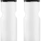 Bike Water Bottle Holder & Bottle Combo – 2-Pack 22 oz Sports Squeeze Bottles with Pull Top Cap & Easy-Install Bike Cage – Made in USA – 50 Strong Brand