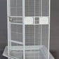64" Extra Large Corner Bird Flight Breeding Wrought Iron Rolling Parrot Cage Side Solid Metal Plate Feed Doors Pull Out Removable Grate and Tray with Around Metal Seed Guard