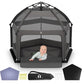 Pop-Up Playpen for Babies & Toddlers Foldable with Canopy (UPF 50), Self-Inflating Playmat, Wind Shade & Carry Bag Durable Baby Beach Tent, Outdoor