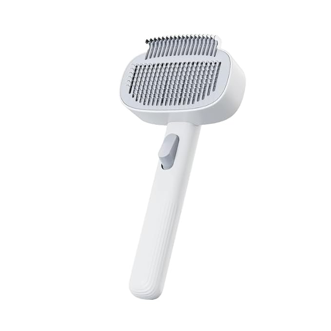 Adjustable Comb for Cats & Dogs: 2-in-1 Deshedding Brush with Hair Removal Board, Dematting Tool for Long/Short Hair - Undercoat Rake & Smooth Grooming Comb