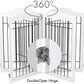 Spirich Free Standing Foldable Wire Pet Gate for Dogs, 80 inches Extra Wide, 30 inches Tall 4 Panels Dog Gate for the House, Doorway, Stairs, Pet Puppy Safety Fence,Set of Support Feet Included, White