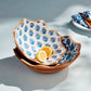 Blue Floral Block Print Enamel Mango Wood Bowl