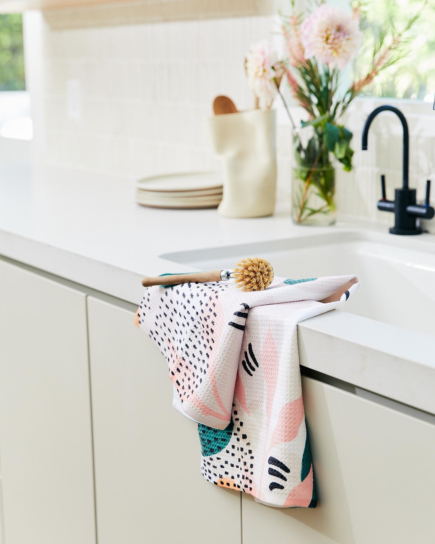 Midnight Flannel Geometry Tea Towel