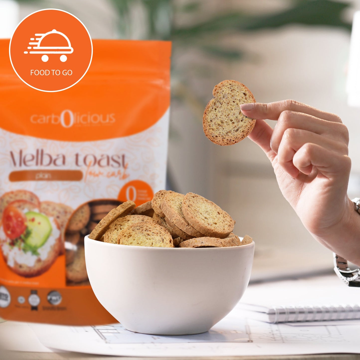 Carbolicious Melba Toast Low-Carb Sugar Free (PLAIN) 4oz 1g Net carbs per 8 slices