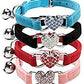 CHUKCHI Pink Soft Velvet Safe Cat Adjustable Collar with Crystal Heart Charm and Bells 8-11 Inches(Black+Red+Pink+Blue)