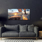 Yacht Sailing in Sea at Sunset Scenery Canvas Wall Art for Living Room Bathroom,Close-up View of Deck Mast Sails Picture Print Artwork Painting Decor,Epic Seascape Scenic Landscape,Inner Frame 24x48