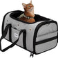 Pet Carrier Bag, Foldable Cat Bag Airline Approved, Soft-Sided Cat Travel Bag, Washable Dog Carrier Privacy Protection for Home Outdoor Travel(S, Grey)