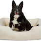 FUZI Luxury Aesthetic Dog Bed for Large Dogs with Washable Cover, Pet Couch, Pet Bed with Sides, Non-Slip Bottom, Soft and Durable Calming Dog Bed, Faux Rabbit Fur, Large 35.6x28.5x9.5 Soft White