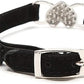 CHUKCHI Pink Soft Velvet Safe Cat Adjustable Collar with Crystal Heart Charm and Bells 8-11 Inches(Black+Pink)