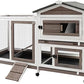 Rabbit Hutch Indoor Outdoor Two Story Bunny Hutch with Wheels Guinea Pig Cage with Removable No Leaking Tray Wooden Pet House