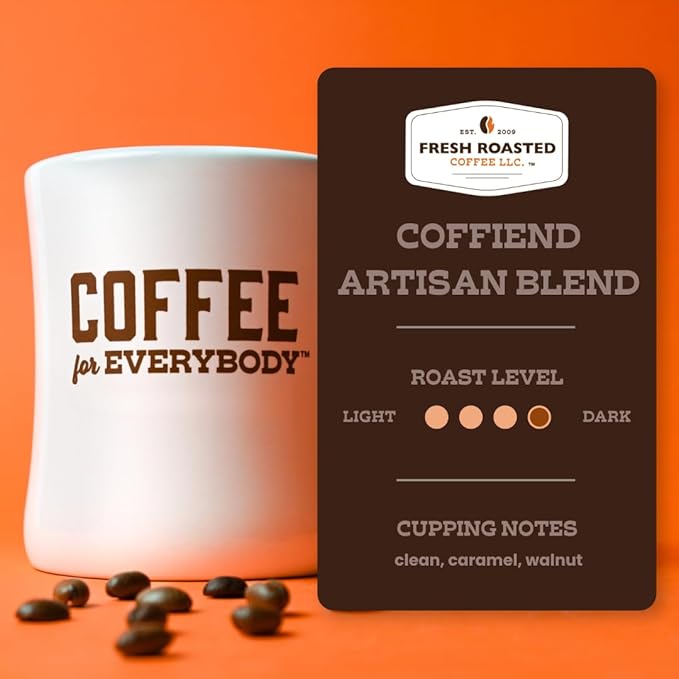 Fresh Roasted Coffee, Coffiend, 5 lb (80 oz), Med-Dark Roast, Kosher, Whole Bean