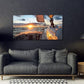 Yacht Sailing in Sea at Sunset Scenery Canvas Wall Art for Living Room Bathroom,Close-up View of Deck Mast Sails Picture Print Artwork Painting Decor,Epic Seascape Scenic Landscape,Inner Frame 30x60