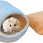 Rat Hamster House Bed Winter Warm Small Pet Squirrel Hedgehog Chinchilla Rabbit Guinea Pig Bed House Cage Nest Hamster Accessories (Blue,Large)