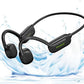 IHAO Swimming Headphones True Bone Conduction Open Ear Headset MP3 Player Built-in 32G Memory IP68 Underwater Waterproof Stereo Bluetooth Earphone for Driving Bicycling Running Skiing-Black