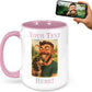 Personalized Coffee Mug, Custom Photo Caricature Gift, Funny Customized Coffee Gift for Men & Women, Custom Mugs with Pictures, Pink 15oz Customized Ceramic Tea Cup
