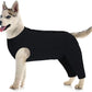 Kuoser Dog Surgery Suit Female Spay Male Neuter, Dog Leg Sleeve to Stop Licking Soft Dog Onesie for Abdominal Wound, Dog Recovery Suit Rear Leg Sleeves Pet Elbow Brace Protector, Black XL