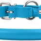 CollarDirect Rolled Leather Dog Collar, Soft Padded Round Puppy Collar, Handmade Genuine Leather Collar Dog Small Large Cat Collars 13 Colors (13-16 Inch, Light Blue Textured)