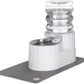 RIZZARI Automatic Pet Water Dispenser: 5L White Cats and Dogs Gravity Feeder - Stainless Steel Bowl - Outdoor Hiking Use