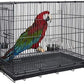 Durable Easy Portable Collapsible Metal Travel or Veterinary Collapsable Parrot Bird Carrier Beaks-Proof Easy Clean Carrier Cage with Stainless Steel Feeder Bowls Natural Wooden Perch