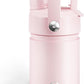 Kids Insualated Water Bottle with Straw - 12oz Stainless Steel Water Bottle with Dual Spouts, Leak-Proof, BPA-Free, Double Wall Vacuum Keeps Cold for 24 Hours for Sports, Travel, School (Cotton Candy)
