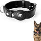 AirTag Dog Collar Soft Leather Webbing Dog Collar for AirTag Provides Double Protection for Small Medium and Large Dogs(Black,L)