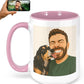 Personalized Coffee Mug, Custom Drawing Portrait Gift, Funny Customized Coffee Gift for Men & Women, Custom Mugs with Pictures, Pink 15oz Customized Ceramic Tea Cup
