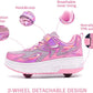 Wooowyet Roller Skate Shoes for Kids Boys Girls Rechargealbe Wheels Sneakers Fashion Roller Wheeled