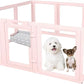Clear Acrylic Plastic Dog Playpen - Clear Dog Play Pen - Easy Assemble Acrylic Dog Playpen - Puppy Playpen, Cat Playpen, Small Animal Playpen, Dog Play Pen Indoors (Pink-23.6" H, 12PCS)