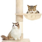 Cat Tree 5-Tier Floor to Ceiling, 89-109 Inch Adjustable Height Cat Tower with Cozy Hammock, Cat Climbing Tree for Indoor Cats, Beige