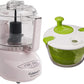 Cuisinart DLC-2APK Mini-Prep Plus Food Processor, 24 Ounce, Pink & Salad Spinner, White, SAS Large 5-Quart, CTG-00-SAS