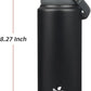 Insulated Water Bottle with Straw Lid,24 oz Stainless Steel Vacuum Metal Bottle with Silicone Handle,Black
