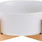 White Ceramic Cat Dog Bowl Dish with Wood Stand No Spill Pet Food Water Feeder Cats Small Dogs