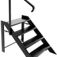 RV Step Stool Foldable, Folding 4 Step Ladder, Hot Tub Steps with Handrail, Portable Pool Ladder, 660Lbs Heavy Duty Ladder Shelf Outdoor Mobile Home Stairs for Camper, Porch, SPA Poo, Pet
