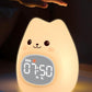 Cat Alarm Clock for Kids with Night Light, Sleep Training Clock Time to Wake Clock, Rechargeable Silicone Light for Bedroom, Perfect Sleep Companion for Boys Girls