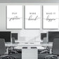 Framed Canvas Wall Art Positive Quotes Painting, Office Wall Art, white Large Poster, Positive Motivational Set of 3 Prints, work hard letters, Inspirational Wall Decor Prints (G-3pcs,24x36inchx3pcs)
