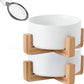 Petygooing Ceramic Dog Cat Bowl Set with Stand, Pet Dog Food and Water Dish,Medium Pet Bowls Anti Slip Set of 2 Cat Bowls-White Pet Food Bowl- Small Medium Size Pet (28 OZ /3.6 Cups)