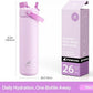 26 oz Insulated Water Bottle with 2-in-1 Straw and Spout Lid, Keep Cold 24H, Leak-Proof, Fits in Car Cup Holder, Stainless Steel Water Bottle for Sports, Trip, Gym, and School (Seashell Sonata)