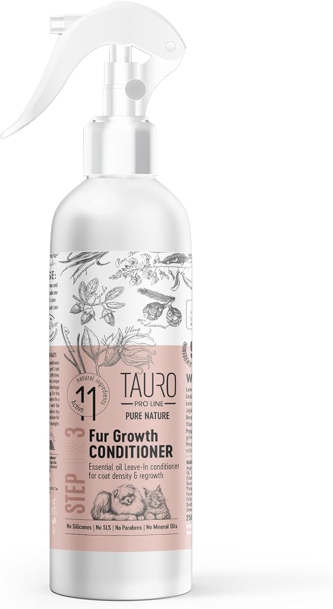 Tauro Pro Line Dog Detangler Spray - Dematting Dog Leave in Conditioner Spray Perfect for Golden Doodle, Poodle, Other Breeds & Cat Matted Hair Grooming (Fur Growth - 8.45 Fl Oz)