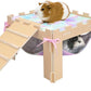 Guinea Pig Hammock with Platform and Ramps,Wooden Small Animal Hideout with Waterproof Coating Mat Hammock,Guinea Pig Cages Accessories Toys Hiding Playing,Easy to Clean(Single)