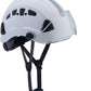 LOHASPRO Hard Hats Construction Safety Helmet with Visor ANSI Z89.1 Approved OSHA Hardhat, Vented Men White Hard Hat with Chin Strap Tree Climbing Arborist Helmet (P1 White+Clear Visor)