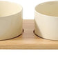 Ceramic Elevated Dog Bowls, Food and Water Bowls for Dogs, Puppy, Raised Dog Dish, Pet Feeder(6inch, 2 x Beige + Stand)