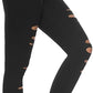 DIBAOLONG Womens High Waist Yoga Pants Cutout Ripped Tummy Control Workout Running Yoga Skinny Leggings