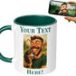 Personalized Coffee Mug, Custom Photo Caricature Gift, Funny Customized Coffee Gift for Men & Women, Custom Mugs with Pictures, Green 11oz Customized Fathers Day Mug