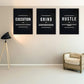 Success Canvas Painting Wall Art Quote Motivational Wall Art Execute Wall Decor 3 Pieces Black Poster Positive Inspirational Framed Artwork Prints Picture for Living Room Office 60''Wx 28''H